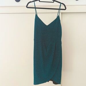 Lulu's Black and Teal Sparkle Dress